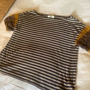 Anthropologie Lili's Closet Striped Top with Patterned Sleeves